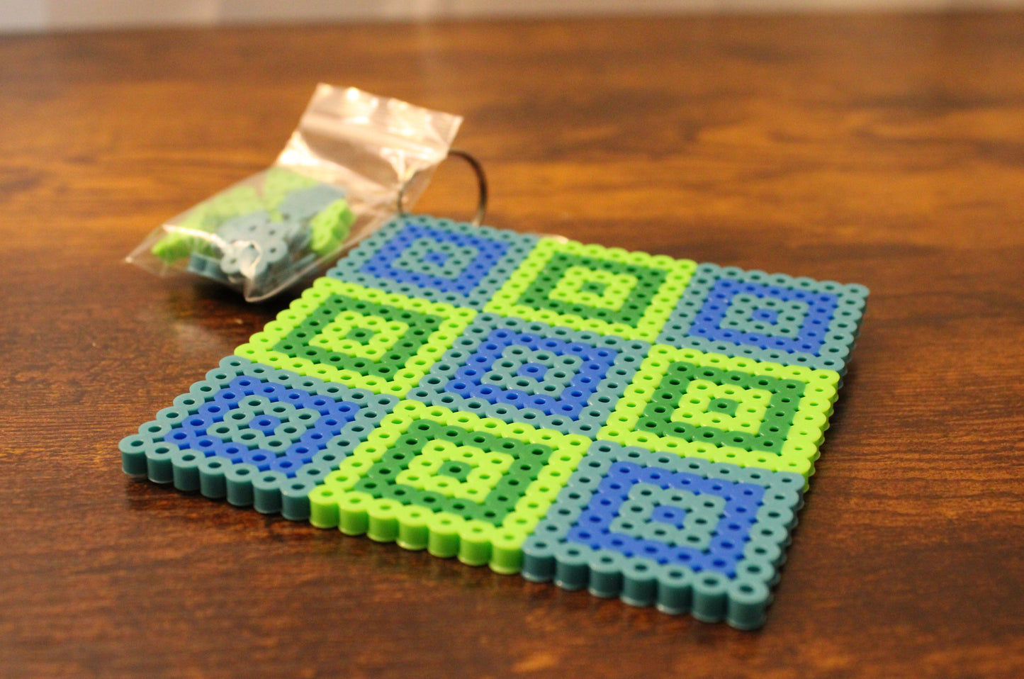 Tic Tac Toe Perler Bead Keychain