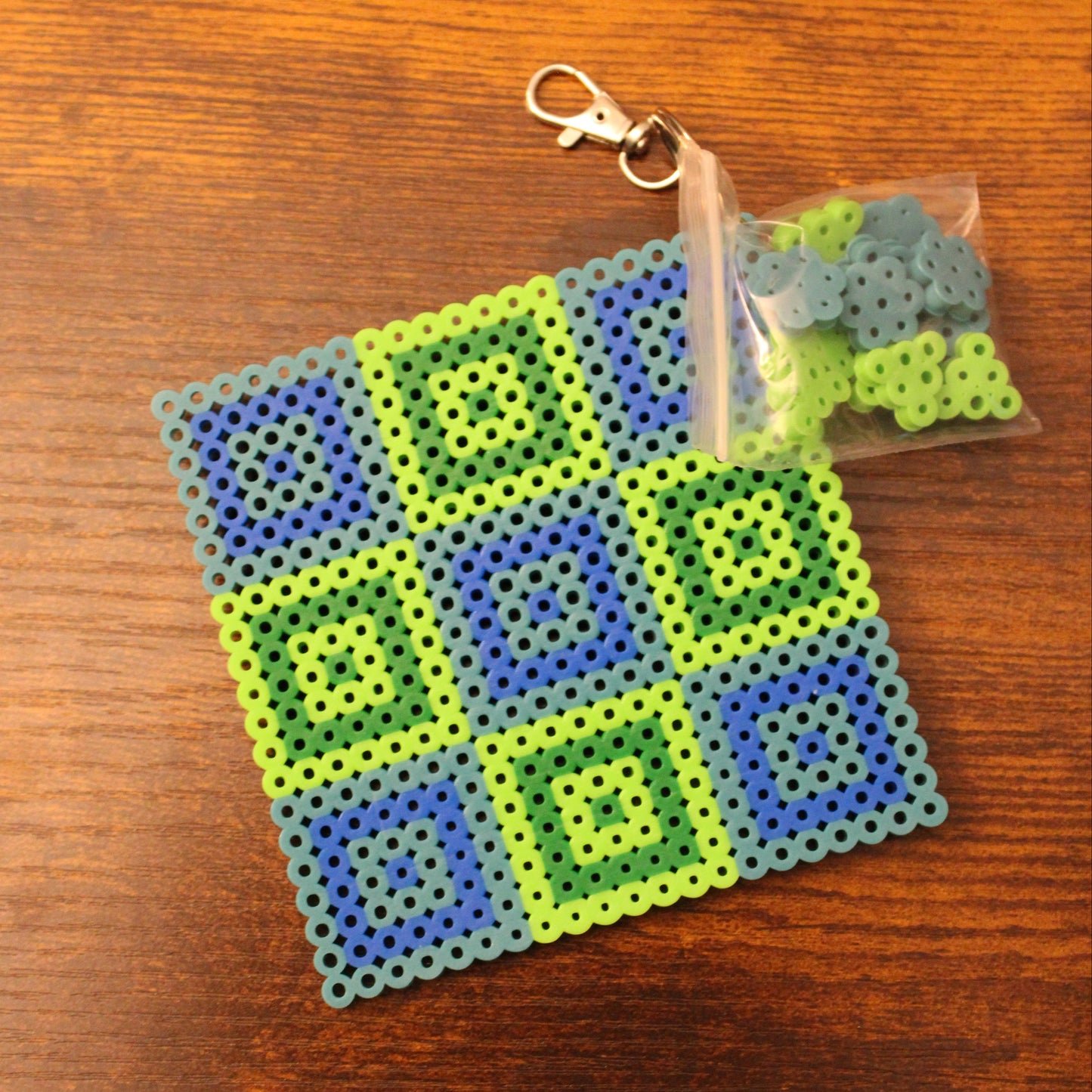 Tic Tac Toe Perler Bead Keychain