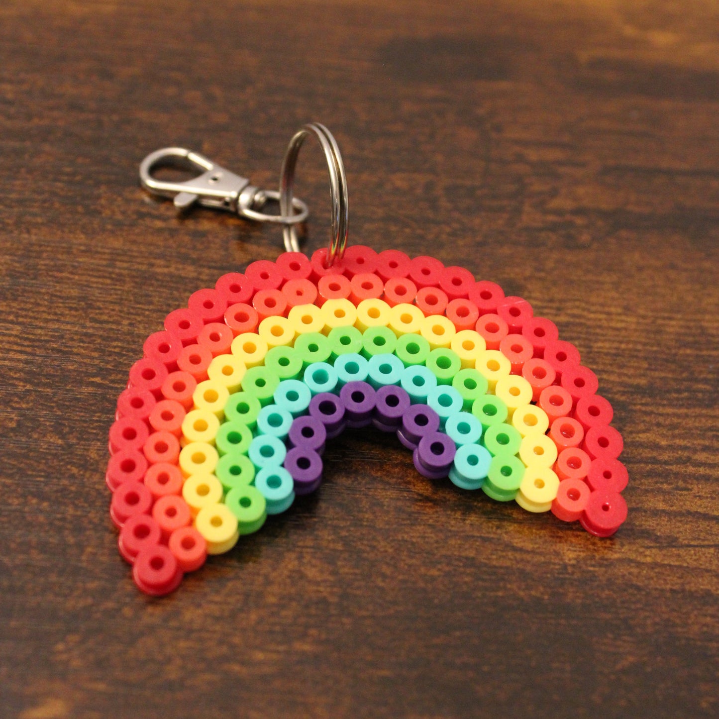 Rainbow Perler Bead Keychain
