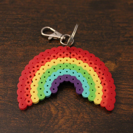 Rainbow Perler Bead Keychain