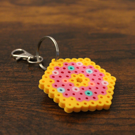 Donut Perler Bead Keychain
